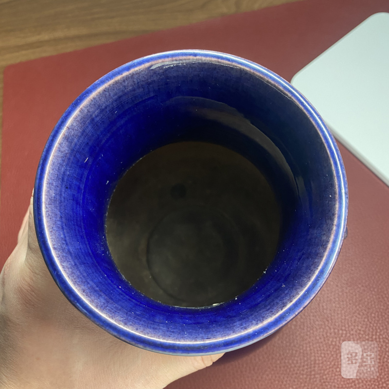 清乾隆 茄皮紫釉双兽耳尊 - 图11
